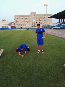 Borja Prieto, charlando ayer por la tarde con Dani Barrio en el entrenamiento