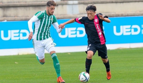 El extremo surcoreano, en un partido con el filial almeriense